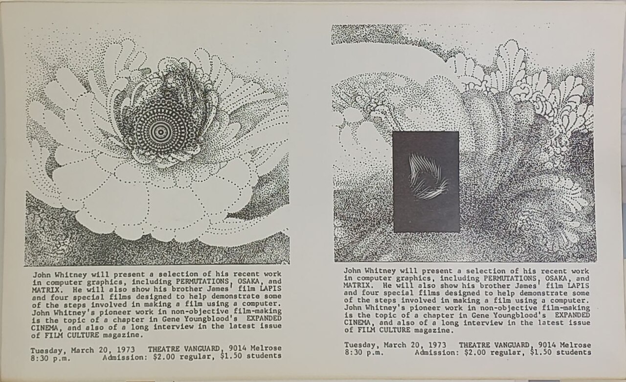 John Whitney Theatre Vanguard 1973