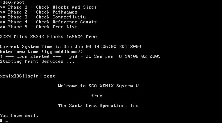 SCO Xenix Boot Screen